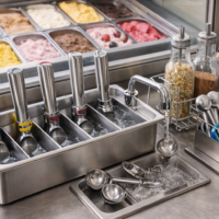 Fagylaltkanalak, kanálmosók és tartókonzolok