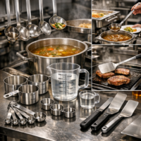 Merőkanalak, tálalóeszközök, mérőedények